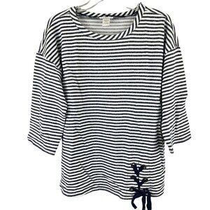 OSO Casuals Women's Terry Stripped Pullover Shirt XL